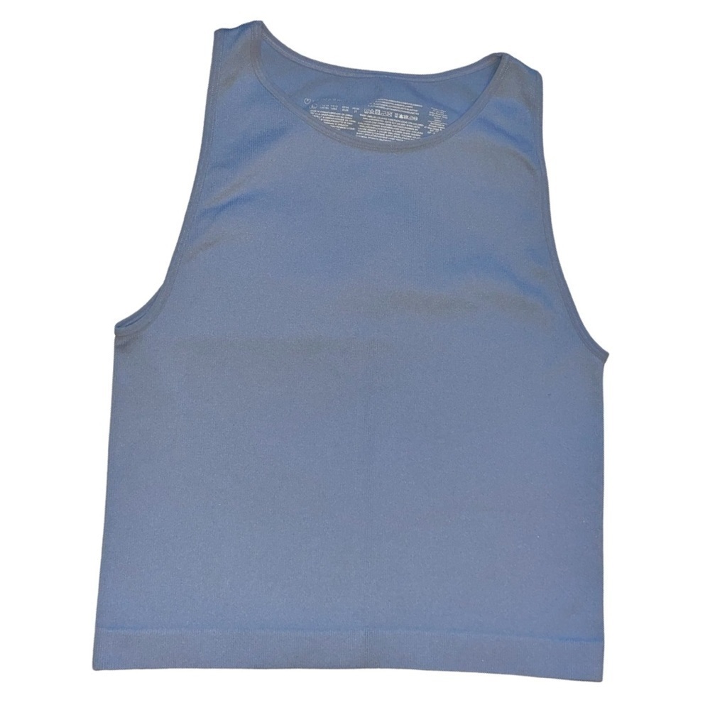 Light Blue Stretchy Ribbed Cropped Tank Top